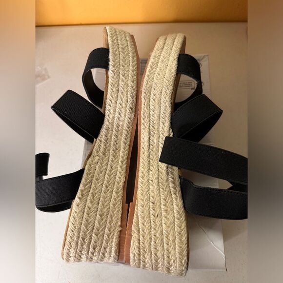 Black Wedge Espadrille Sandals - Picture 7 of 9